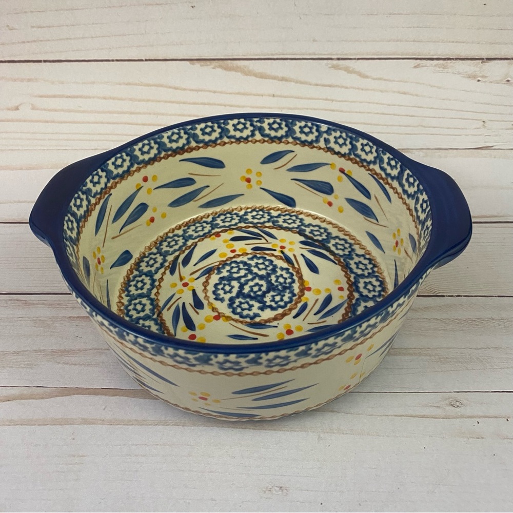 Temptations By Tara Old World Blue 1 Qt. Round Casserole Baking Serving Dish